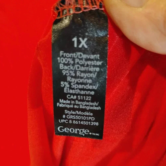 Women's George Plus Hot Salmon Sleeveless V-Neck Semi-Button Blouse in Size 1X - Picture 3 of 9